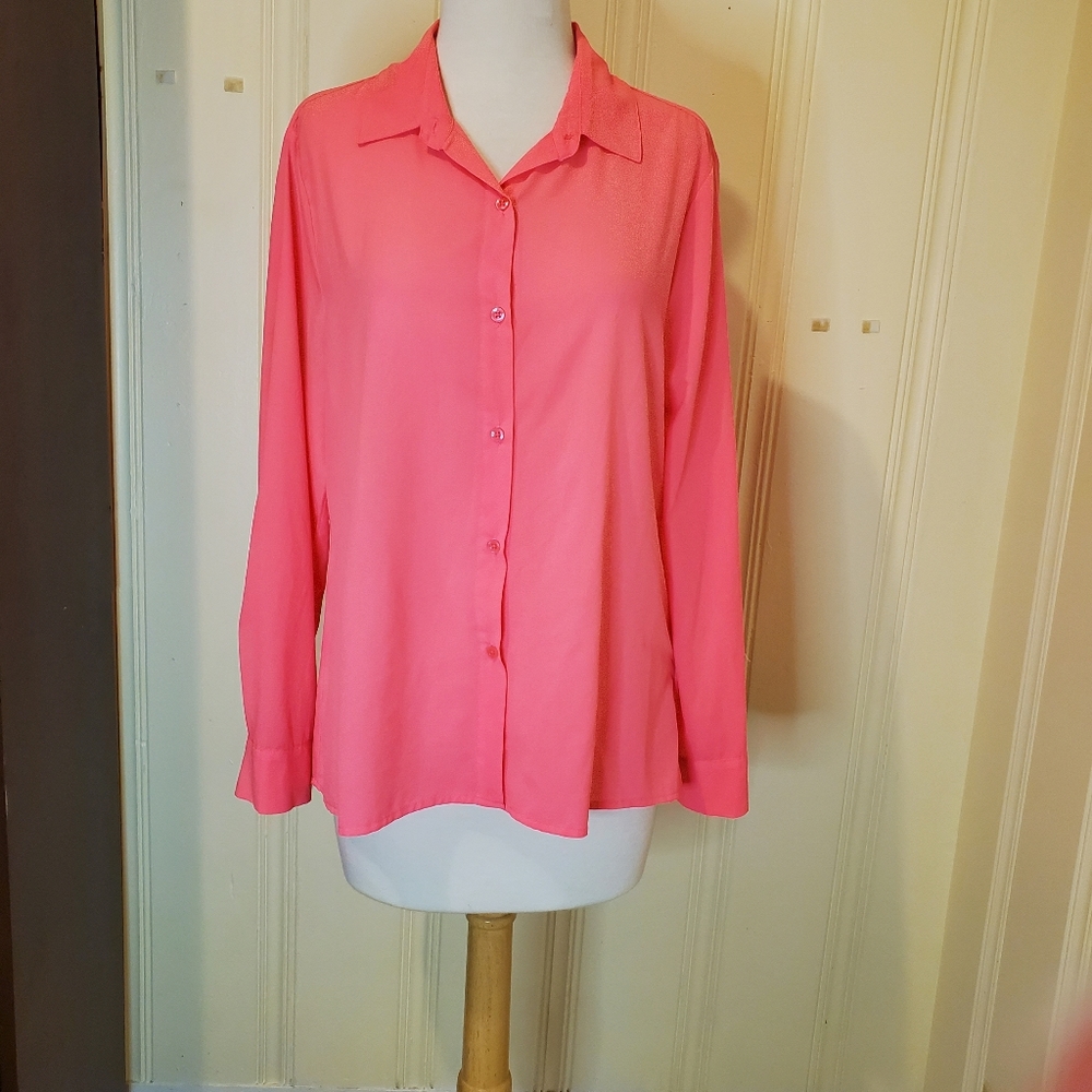Dylan Button Down Shirt in Neon Pink